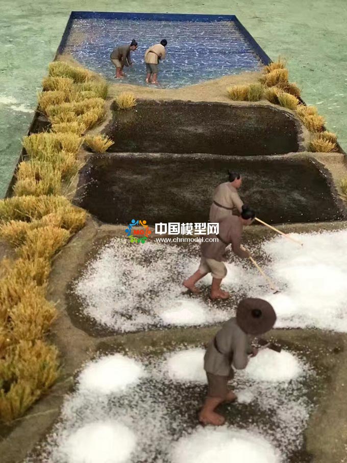 古法制鹽微縮場(chǎng)景沙盤模型