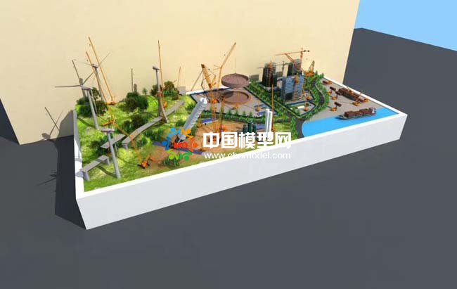 吊車起重機施工場景沙盤模型效果圖